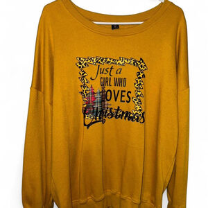 Shein 1XL Yellow Christmas crew neck